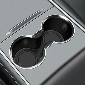 Center Console Cup Holder Insert for Tesla Model Y Accessories 2024, [Won't be Pulled Out] Upgrade Silicone Airbags Design for Tesla Model 3 2023 2022 2021 Central Console Cup Pad - Black