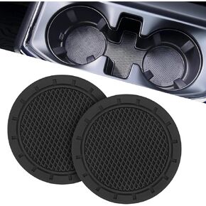 JOYTUTUS Car Cup Holder Coaster, 2 Pack Universal Anti-Slip Shockproof Car Coasters, 2.75 inch/6.8cm PVC Cup Holder Insert Coaster, Car Interior Accessories for Car, SUV, Truck (Black)