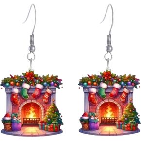 Vintage Santa Earrings Fun Cute Acrylic Santa Earrings Dwarf Earrings Snowman Earrings Christmas Tree Red Wine Glass Earrings Geometric Square Earrings Christmas Party Women's Jewelry