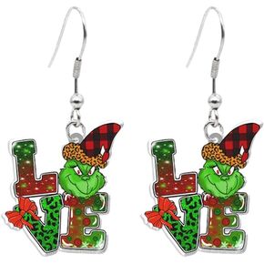 Christmas Acrylic Earrings for Women Cute Greench Earrings Earrings Christmas Teardrop Dangle Earrings Christmas Jewelry Gift