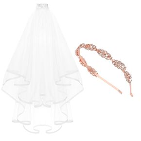 Bridal Veil and Tiara Set, Bachelorette Party Decorations, Bride Headband and Veil Set, Bridal Shower Gift Supplies, Bride Gifts for Bachelorette Party