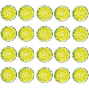 Mini Simulation Green Lemon Slices Plastic Fake Artificial Fruit Model-20pcs