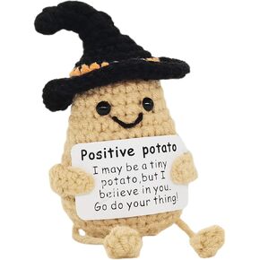 Funny Positive Potatoes 1 Pcs Crochet with Positive Affirmations Cards for Inspirational Novelty Happy Potato for Party Decorations (KK-CKD01Ptt-bl)