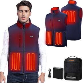 Men's Heated Vest Lightweight Warm Jacket With Battery Pack 7.4V Electric Heating Vest for Hunting/Fishing(Blue,3XL)