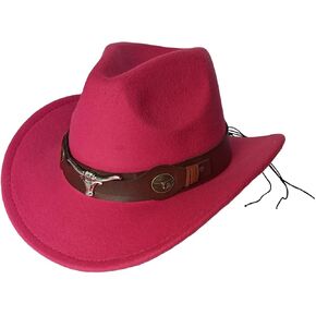 Classic Western Cowboy Cap for Men Womens Wide Brim Fedora Cowgirl Hat with Wide Belt