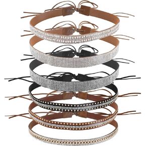 6pcs Bling Rhinestone Hat Band, Cowboy Hat Band Multicolored Retro Cowgirl Hat Belt Western Style Hatband for Women Men Hats