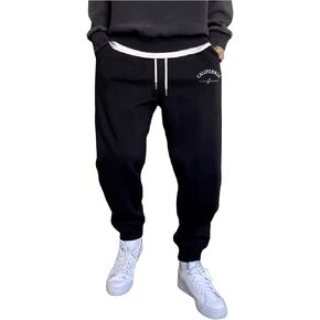 Milumia Men's Letter Graphic Drawstring Sweatpants Running Jogger Pants with Pocket