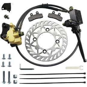 PRO BAT Front Disc Hydraulic Brake Master Cylinder Caliper Assembly + 190mm Disc Brake Rotor + Brake Pads for 50cc 70cc 90cc 110cc 125cc Atomik SSR Apollo Chinese Dirt Bike Pit Bike