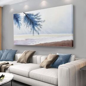 AERART Canvas Wall Art Abstract Ocean Picture Wall Decor Blue Modern Artwork Decoration For Living Room Dining Room Bedroom Office Home Wall Art 20x40 In