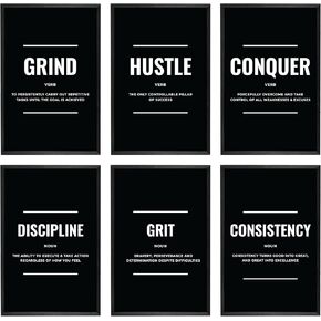 Set of 6 Motivational Posters for Office - Inspirational Wall Art with Positive Quotes, Motivational Decor for Office, Inspirational Wall Decor, Affirmation Wall Art, Office Posters for Men and Women