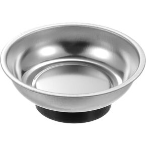 HARFINGTON Round Magnetic Tray 4" x 1.26" Stainless Steel Magnet Tool Tray Parts Holder for Socket Screw Nuts Bolts Pin Washers Metal Parts