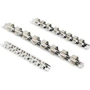 Socket Holder, Socket Organizer, Socket Rails Organizer, 1/4 Socket Rail, Carbon Steel 8 Socket Rack Storage Divider Rail Tray Holder Shelf Stand Tool Organizer Socket Holder Rail(1/4Spec)
