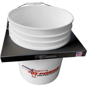 Pit Posse PP3352BK 5 Gallon Bucket Holder Rack Stand - Made in USA - Bucket Storage Mount for Garage, Race Trailers, Automotive Work Shops, Snowmobile - Fits Yeti or Standard 5 Gal Bucket (Black)