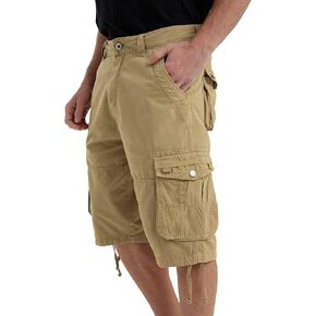 Cargo Shorts for Men Multi Pockets Mens Shorts Below Knee Casual Hiking Summer ShortsKhaki 32