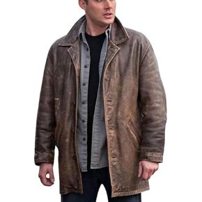 Men's Distressed Black & Brown Leather Jacket Coat | Black Leather Jacket