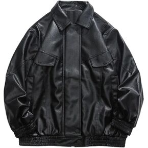 Aelfric Eden Womens Oversized Leather Jackets Mens Faux Leather Bomber Jacket 90s Vintage Biker Racing Moto Jackets