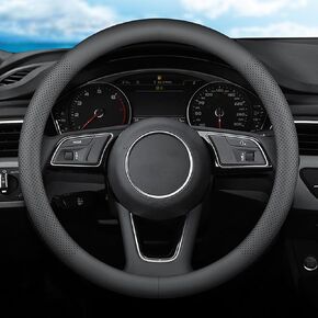 XHRING Car Steering Wheel Cover for Dodge RAM 1500 2500 3500 Grand Caravan Accessories 2012-2024 2025 RAM 1500 2500 3500 Standard Cab Quad Cab Crew Cab Mega Cab Accessories Leather Black (15 ½''-16'')