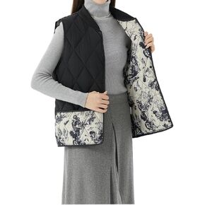 Tikwek Women's Lightweight Vest Printed Sleeveless Jacket Quilted Cotton Vest with Pockets