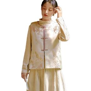Ystylee Women's Fall Winter Vests Warm Soft Quilted Chinese Traditional Embroidered Tang Suit Sleeveless Outwear