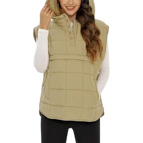 Flygo Women Quilted Pullover Puffer Vest Jacket Oversized Lightweight Sleeveless Down Vests Outerwear in Kuwait