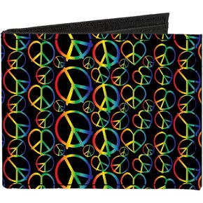 Buckle-Down Men's Standard Canvas Bifold Wallet Peace, 4.0" x 3.5"