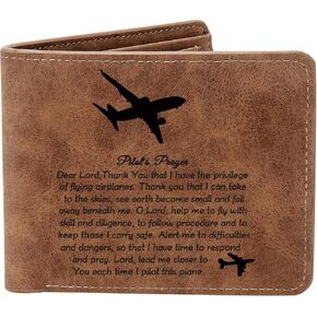 THTCSQ Pilot Gift,Pilot’s Prayer Leather Wallet for Men,Engraved Personalized Leather Wallet,Aviation Gifts for Pilot Graduation, Future Pilot Gift for New Pilot,Birthday Gifts (Pilot Prayer wallet)
