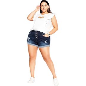 City Chic Women's Plus Size Short Denim Cuff