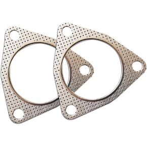 2 PCS Car Exhaust Pipe Interface Gasket, 2.48 "/63 mm Modified Three-hole Bolt Flange Sealing Ring Accessory, High Temperature Resistant Leakproof Asbestos Gasket, Universal for Cars (Silver)