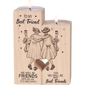 to My Best Friend Candle Holder- Thank You for Being My Unbiological Sister Women Female Girl Friends Personalized Custom Friendship Birthday Gift Valentine's Day Gift Wooden Candle Holder