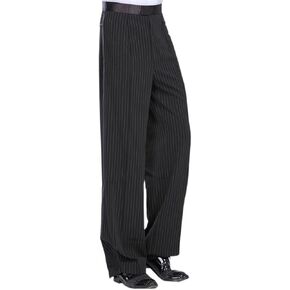 Mens Dance Pants Pinstripe Straight Latin Dance Pant Professional Dance Trousers for Jazz Rumba Tango