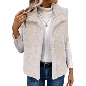GORGLITTER Women's Fuzzy Vest Outerwear Trendy Fall Fleece Sherpa Vest Sleeveless Old Money Coat Vests
