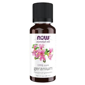 NOW Essential Oils, Geranium Oil, Soothing Aromatherapy Scent, Steam Distilled, 100% Pure, Vegan, Child Resistant Cap, 1-Ounce