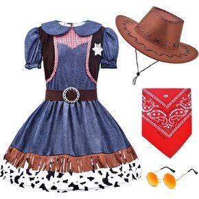 Kids Cowboy Cowgirl Costume 4PCS Set for Boys Girls Role Play Dress up 3-8 Year