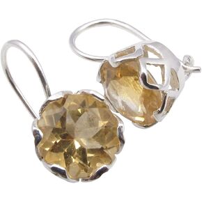 Citrine French Hook Earrings 0.7" 2.5 Grams Solid Sterling Silver