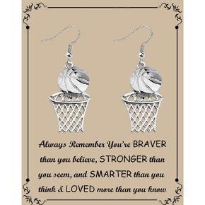 BNQL Basketball Earrings Dangle Basketball Gifts for Basketball Lovers Fan Basketball Hoop Earrings Jewelry (Basketball Earrings Dangle)