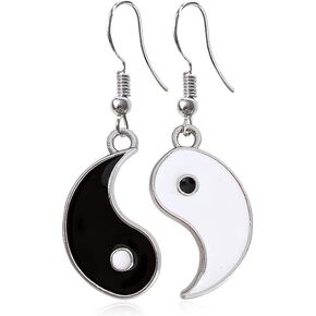Enamel Yin Yang Earrings - Ancient Tai Chi Drop Dangle Earrings for Women Girls Jewelry Gift