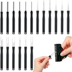 Terminal Removal Tool Kit 18 Pcs Depinning Tool Kit for Automotive Connector Pin Removal Tool Kit Electrical System Pin Release Extractor Wire Terminal Removal Tool Set for Most Connector Terminal