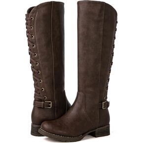 GLOBALWIN Women's Quilted Knee High Fashion Boots Strappy Boots For Women