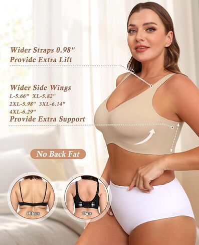 حمالة صدر POSESHE النسائية Wirefree تغطية كاملة بدون سلك داخلي حمالات صدر يومية مريحة لاسلكية مبطنة تي شيرت Bralette in Saudi Arabia