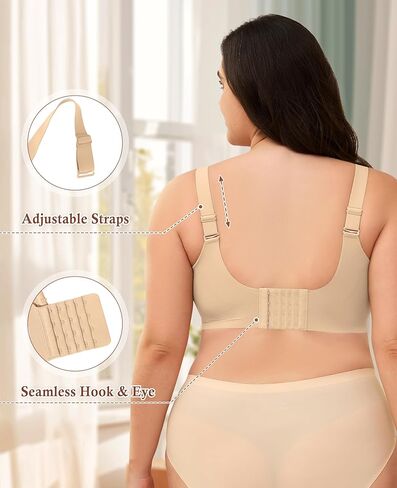 حمالة صدر POSESHE النسائية Wirefree تغطية كاملة بدون سلك داخلي حمالات صدر يومية مريحة لاسلكية مبطنة تي شيرت Bralette in Saudi Arabia