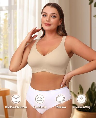 حمالة صدر POSESHE النسائية Wirefree تغطية كاملة بدون سلك داخلي حمالات صدر يومية مريحة لاسلكية مبطنة تي شيرت Bralette in Saudi Arabia