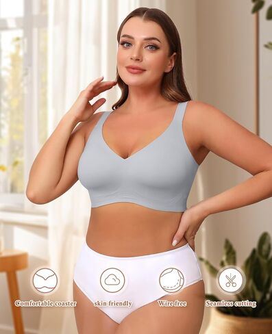 حمالة صدر POSESHE النسائية Wirefree تغطية كاملة بدون سلك داخلي حمالات صدر يومية مريحة لاسلكية مبطنة تي شيرت Bralette in Saudi Arabia