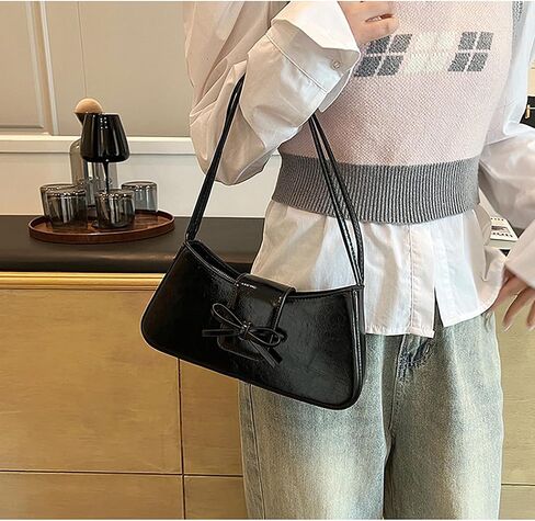 Shoulder Bags for Women Trendy Coquette Bow Purse Shoulder Purse Y2K Purse PU Leather Bow Bag Purse Hobo Handbag in Saudi Arabia