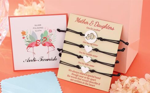Mootael Mother and 3 Daughters Bracelets Mom daughter Gifts Matching Bracelets for 4 Women Gifts for Little Girls Birthday Gift Mommy And Me Mothers Day Gifts Jewelry, Set of 4 Heart Love Gift in Saudi Arabia