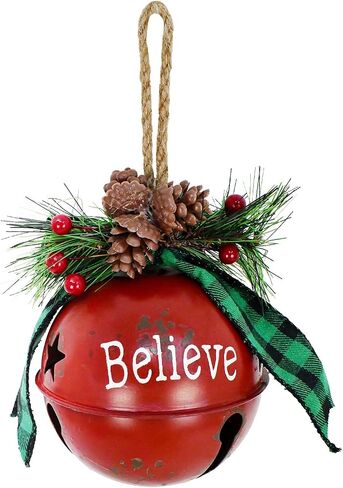 Morning View Christmas Bells Decorations Large Red Jingle Bell Ornaments Big Giant Xmas Hanging Bells Round for Christmas Tree Holiday Winter Party Wall Decor Outdoor Believe 4.5 Inches in Saudi Arabia