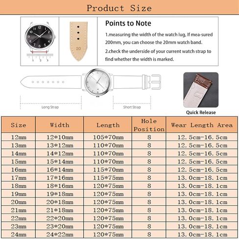 Quick Release Genuine Leather Watch Band Italian Alligator Grain Calfskin Genuine Leather 12 to 24mm Business Casual Universal Genuine Leather Watch Strap Replacement Band Strap Men Women in Saudi Arabia