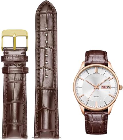 Quick Release Genuine Leather Watch Band Italian Alligator Grain Calfskin Genuine Leather 12 to 24mm Business Casual Universal Genuine Leather Watch Strap Replacement Band Strap Men Women in Saudi Arabia