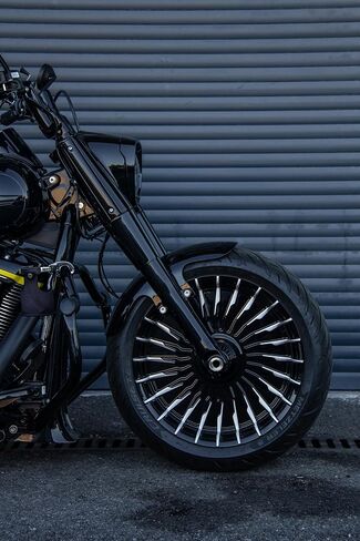 18" x 4.25" Front Wheel Rim for '18-later Softail Fat Boy FLFB FLFBS Razor Black Forged Wheel Hub Pre-installed Tubeless Aluminum Wheel Stock Replacement Parts(18x4.25 Front) in Saudi Arabia