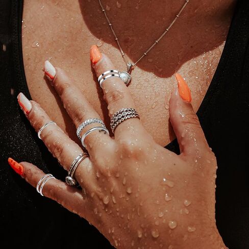 15/17 Silver Knuckle Rings for Women Stainless Steel Rings Set Silver Stackable Rings Midi Ring Knuckle Rings Adjustable Knuckle Stackable Rings Midi Ring Set Silver Rings for Women Set in Saudi Arabia