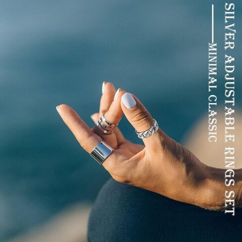 15/17 Silver Knuckle Rings for Women Stainless Steel Rings Set Silver Stackable Rings Midi Ring Knuckle Rings Adjustable Knuckle Stackable Rings Midi Ring Set Silver Rings for Women Set in Saudi Arabia